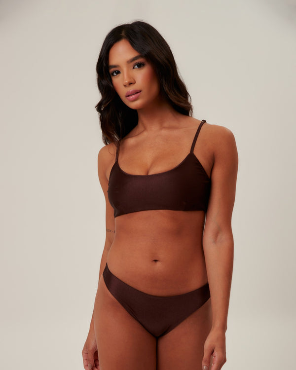 Biquíni Bralette Feminino Faixa Larga com Calcinha Cava Alta - Capim Santo