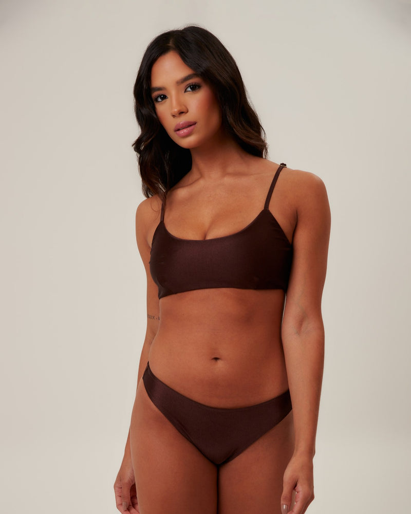 Biquíni Bralette Feminino Faixa Larga com Calcinha Cava Alta - Capim Santo