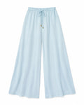 Calça Pantalona Crepe com Amarração Brisa Dourada — Azul Claro