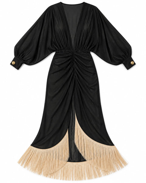 Vestido Saída de Praia com Barra de Franja