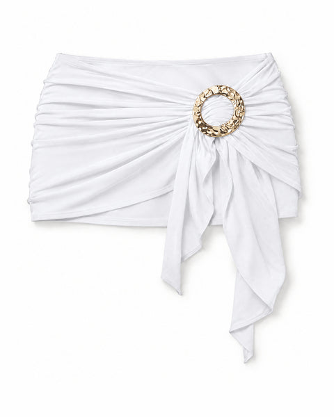 Mini Saia Drapeada com Argola Dourada Inti