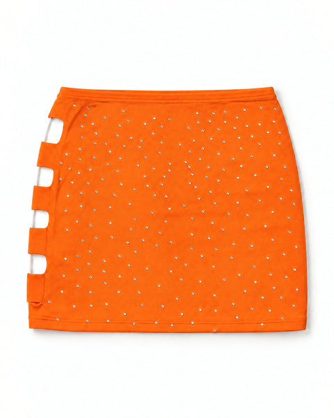 Mini Saia com Strass e Recortes Laterais