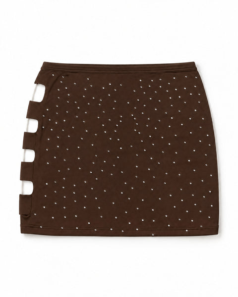 Mini Saia com Strass e Recortes Laterais