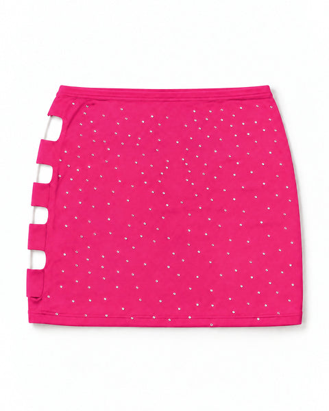 Mini Saia com Strass e Recortes Laterais