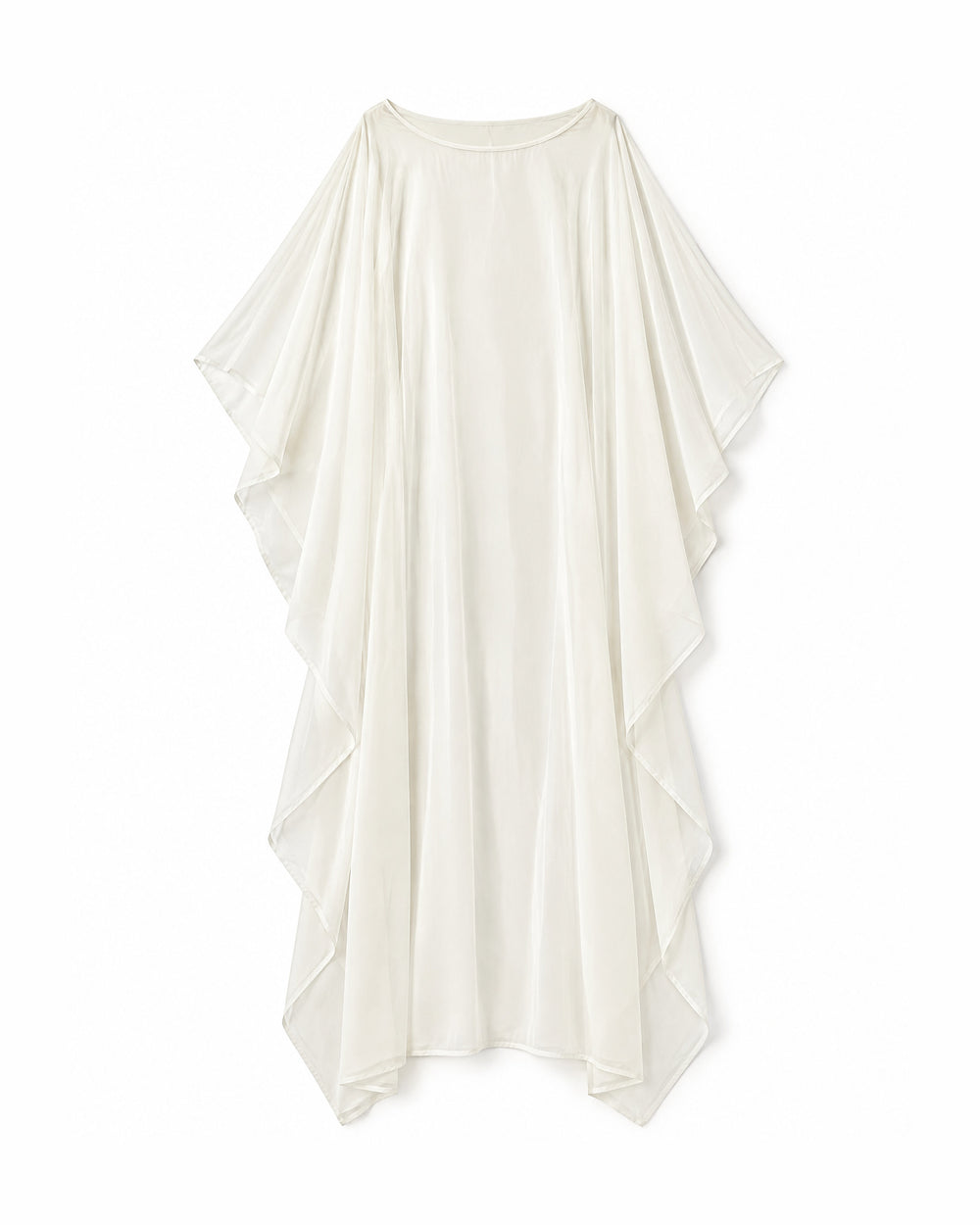 Túnica Longa de Chiffon Aurora Tropical — Off White
