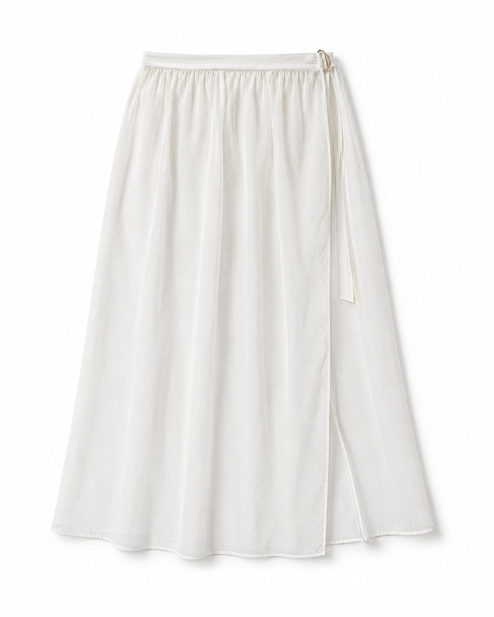 Saia Longa de Chiffon com Fenda Claridade Eterna — Branco