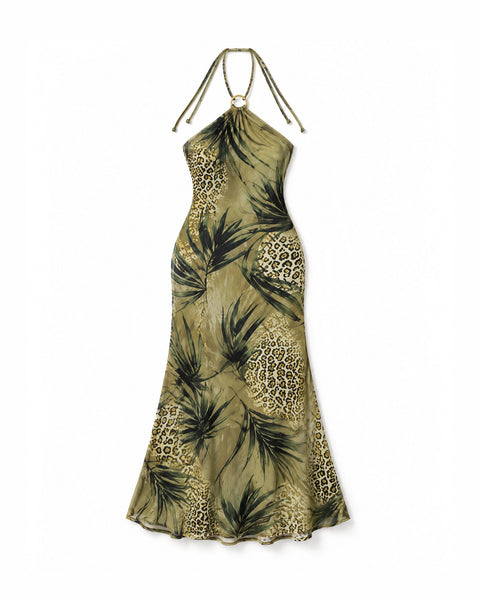 Vestido Longo de Tule Frente Única Green Jaguar