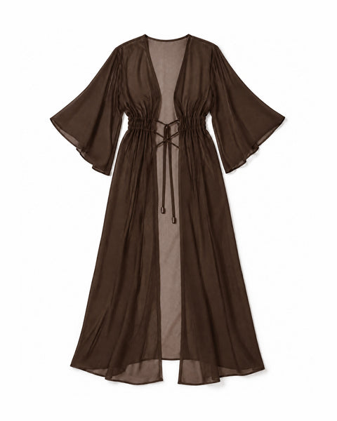 Kaftan Longo de Chiffon com Mangas Amplas