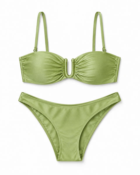 Biquíni Feminino com Aviamento Dourado no Decote